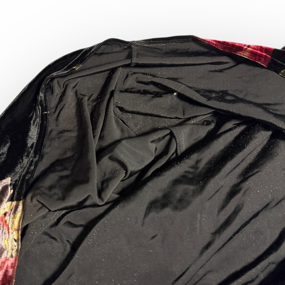 Sheri Martin Black‎ Velvet Whimsigoth dress sparkly Red & Gold Floral Accents - Picture 9 of 11